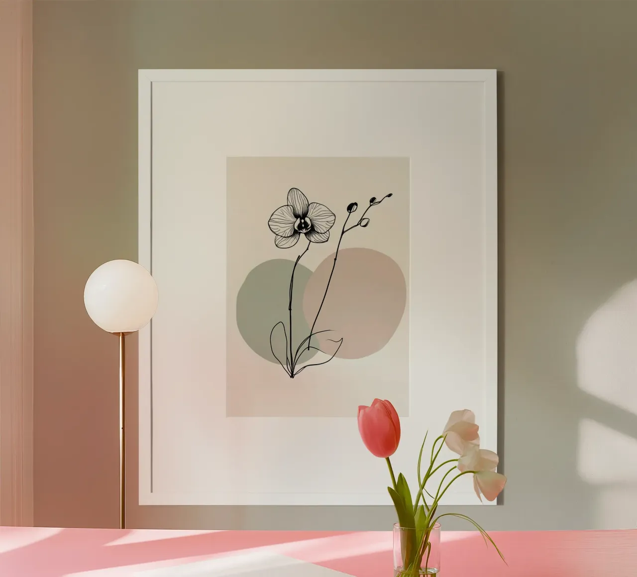 Line art minimalista di un singolo fiore di orchidea carta hahnemühle da Bloom And Brush