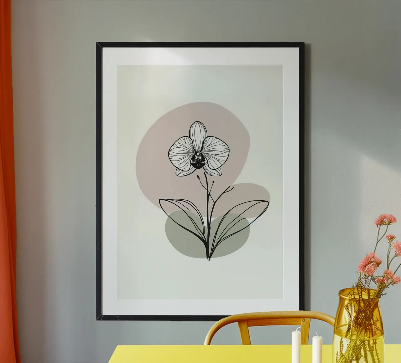 Dessin au trait minimaliste d'une fleur d'orchidée unique hahnemühle de Bloom And Brush