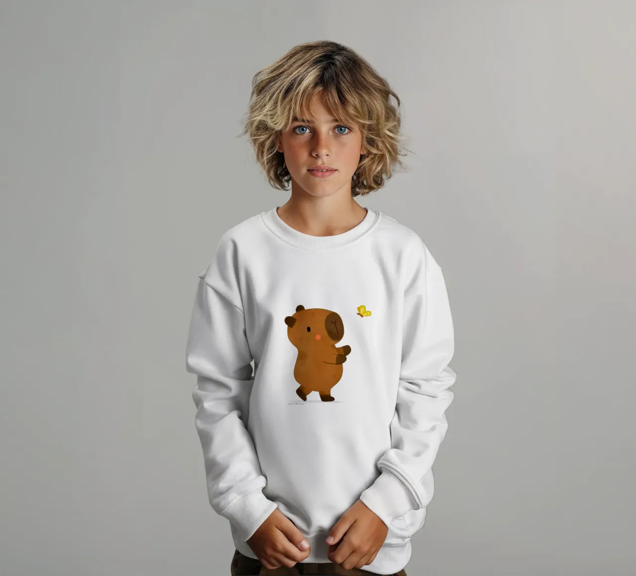 Capibara e farfalla felpa bambino da julianamotzko