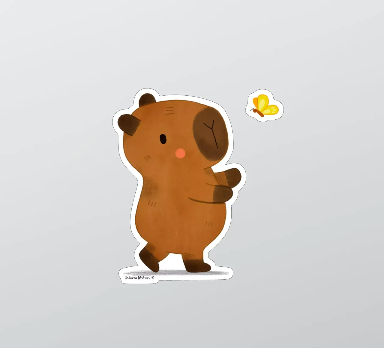 Capibara e farfalla adesivo da julianamotzko