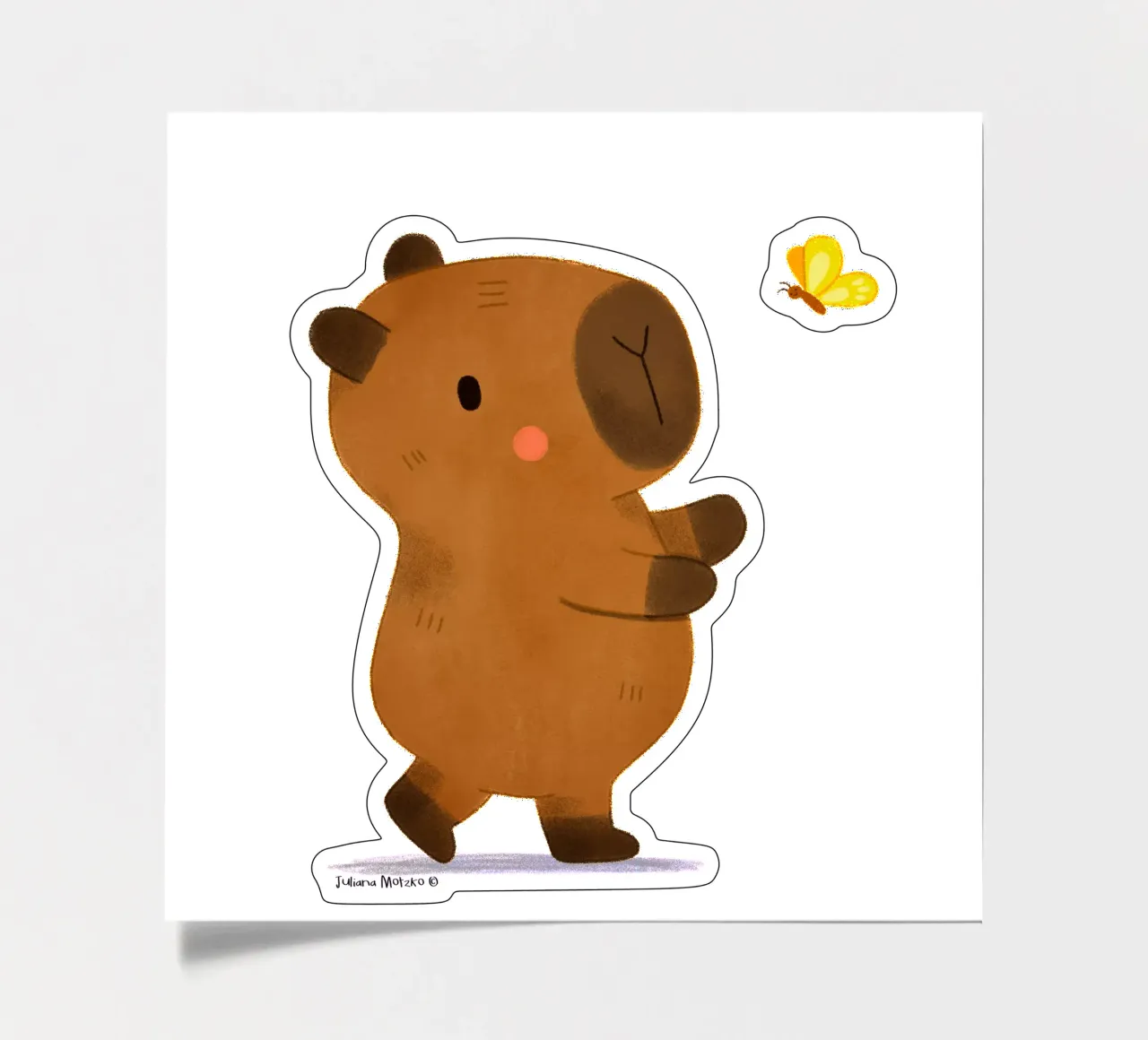 Capybara und Schmetterling Stickerbogen von julianamotzko