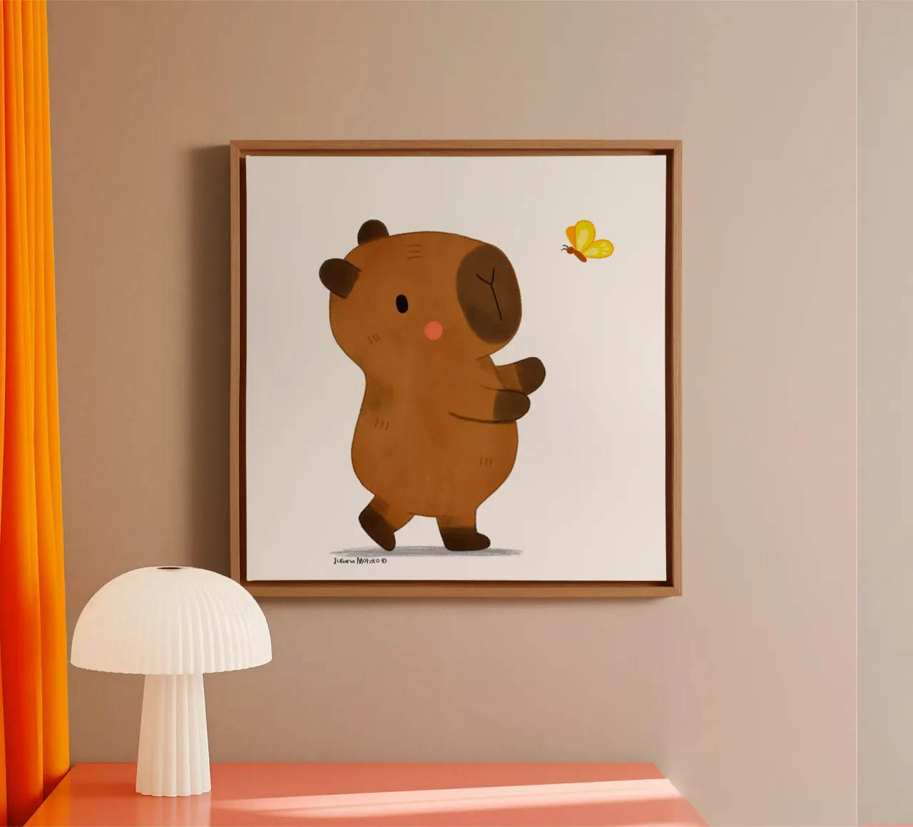 Capibara e farfalla tela da julianamotzko