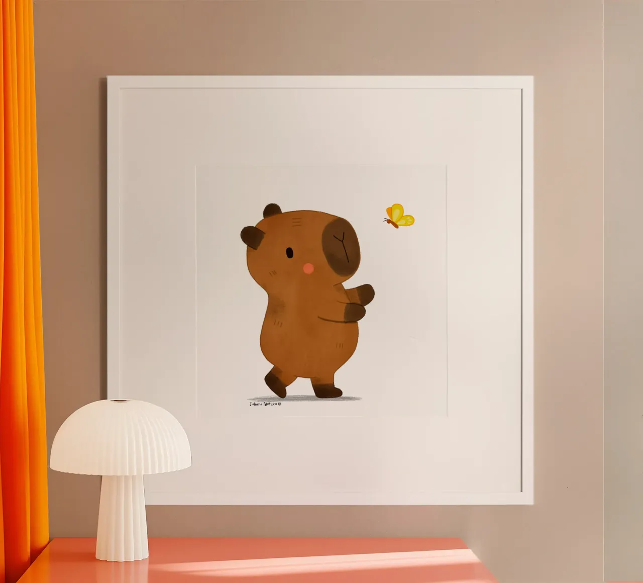 Capibara e farfalla poster da julianamotzko