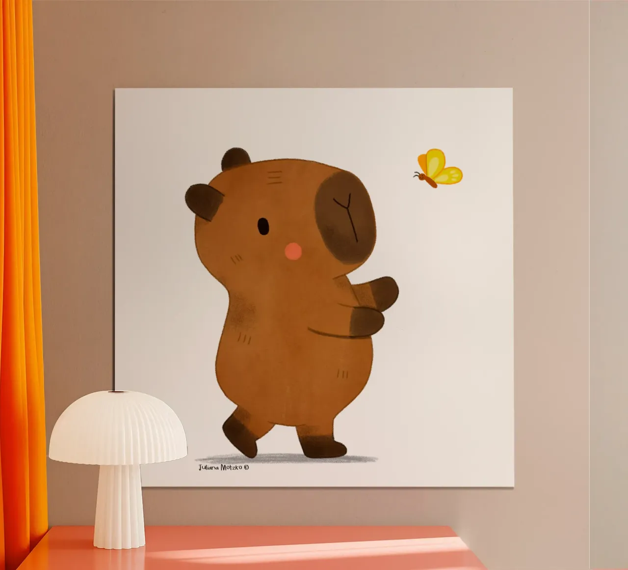 Capibara e farfalla poster da julianamotzko