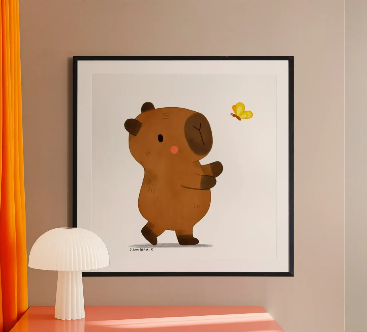 Capibara e farfalla poster da julianamotzko