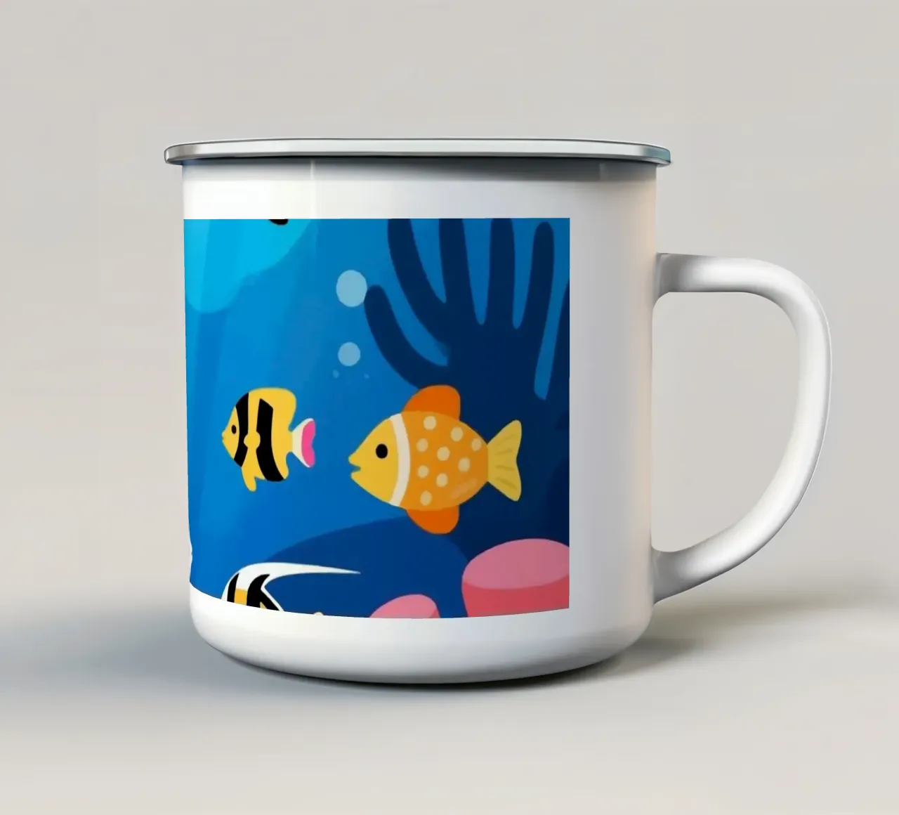 Pesce sott'acqua tazza in smalto da knowledge