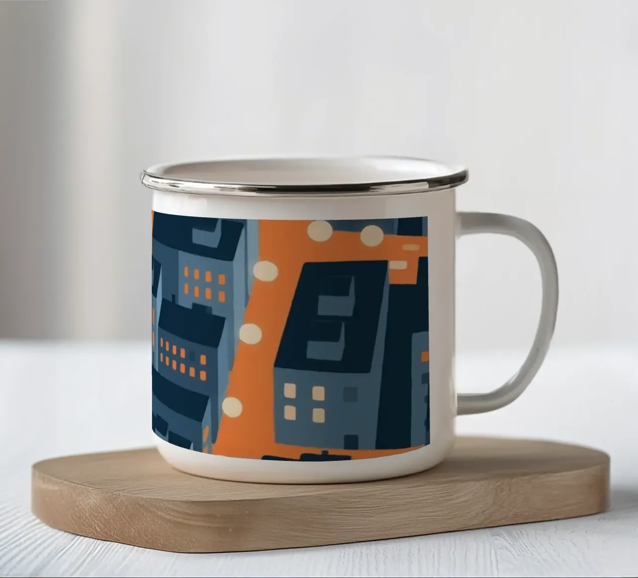 Città degli edifici tazza in smalto da knowledge