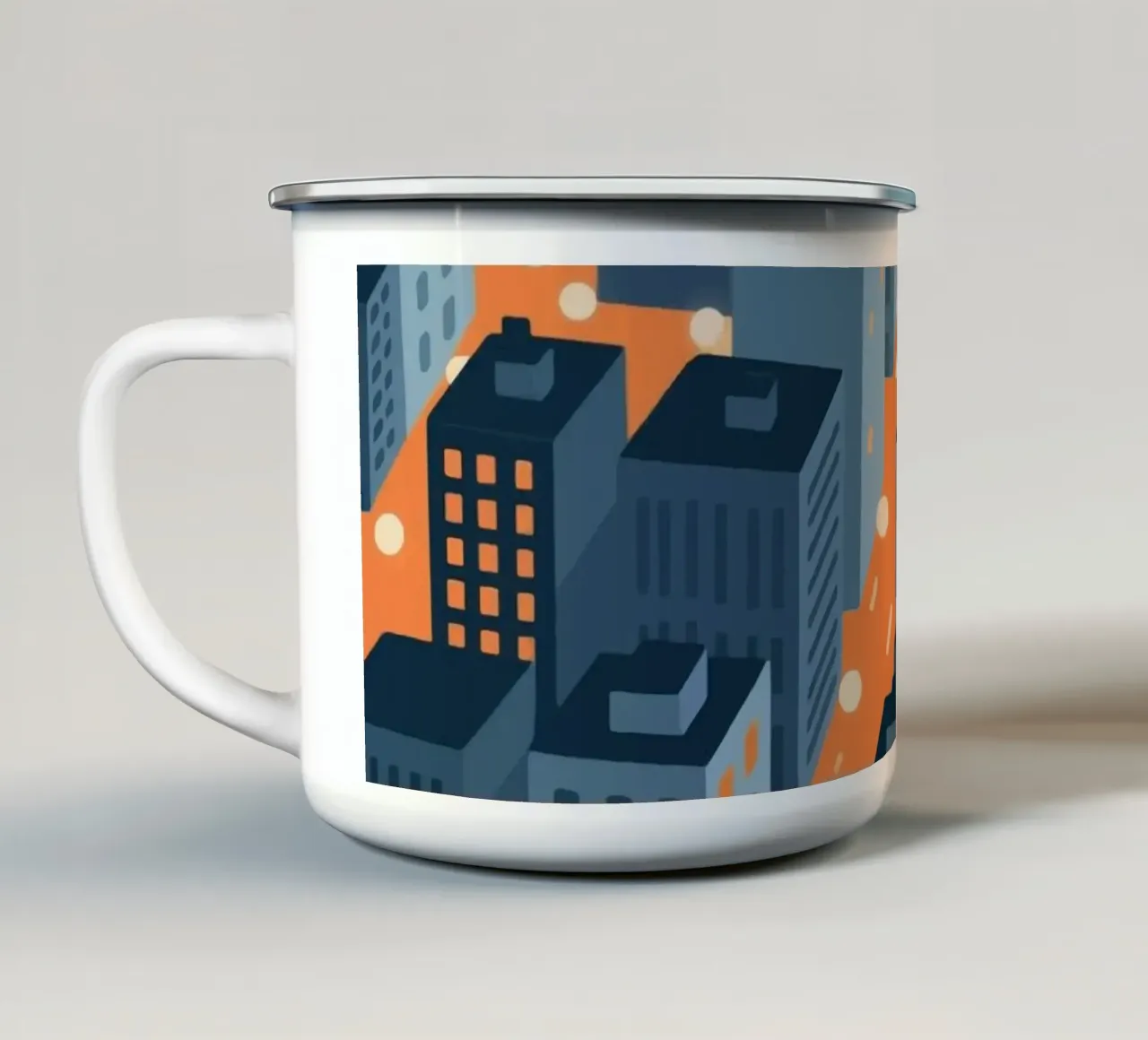 Città degli edifici tazza in smalto da knowledge