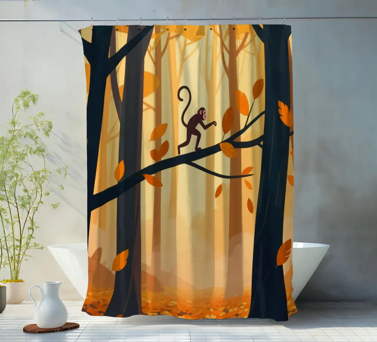 Foresta di scimmie tenda da doccia da knowledge