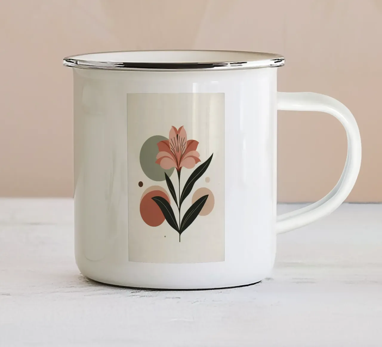 Illustrazione minimalista di un singolo fiore di Alstroemeria tazza in smalto da Bloom And Brush