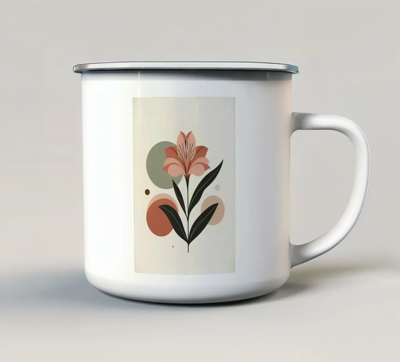 Illustrazione minimalista di un singolo fiore di Alstroemeria tazza in smalto da Bloom And Brush