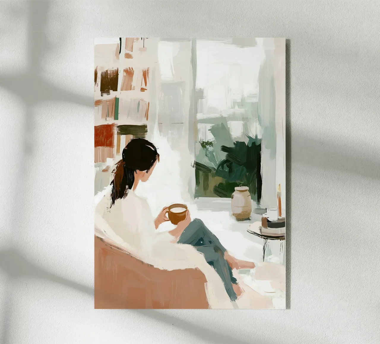 Vue d'une fenêtre douillette | Impasto neutre Impression de l'instant café plexiglas de dawnthesea