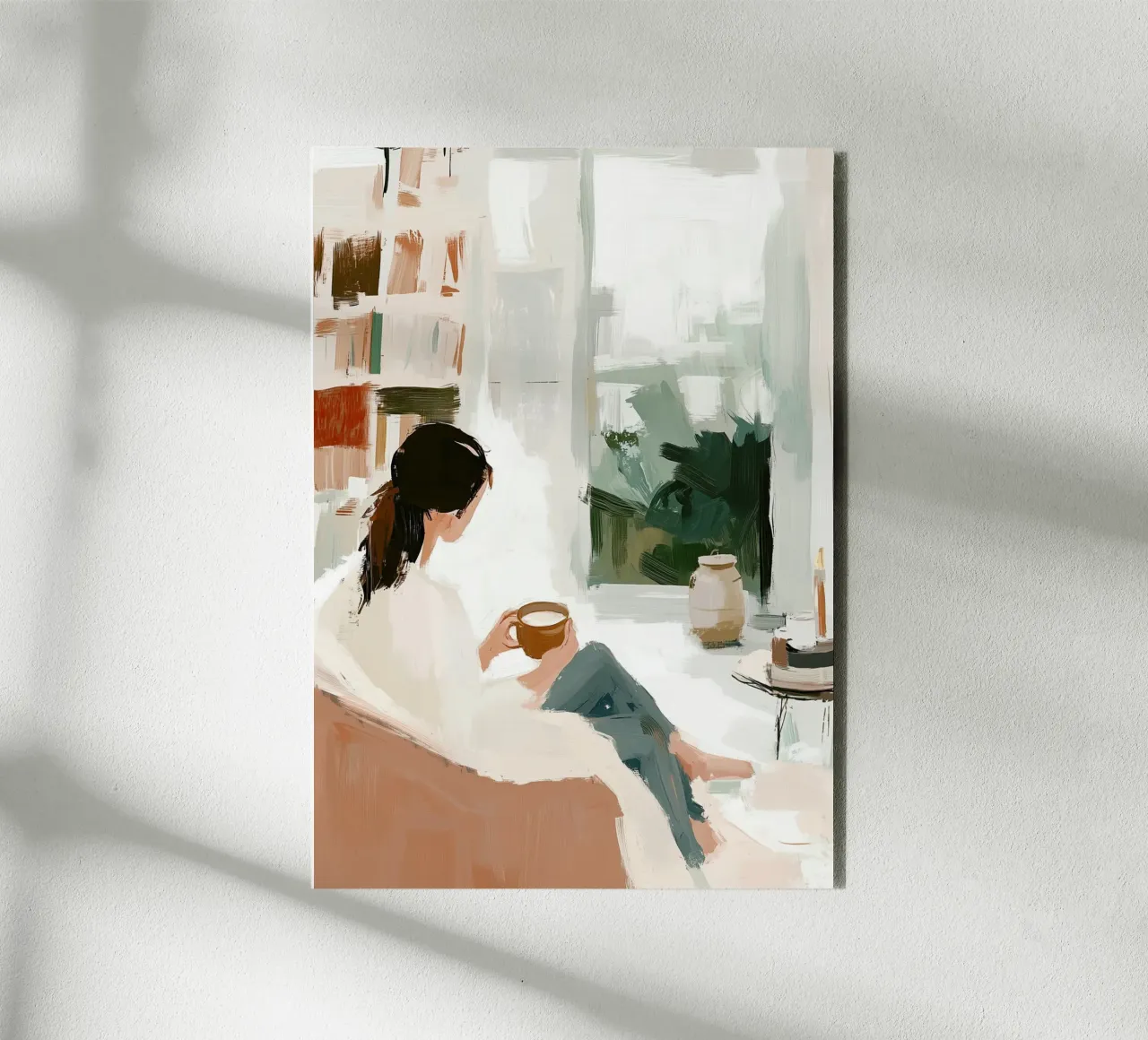 Vue d'une fenêtre douillette | Impasto neutre Impression de l'instant café panneau forex de dawnthesea