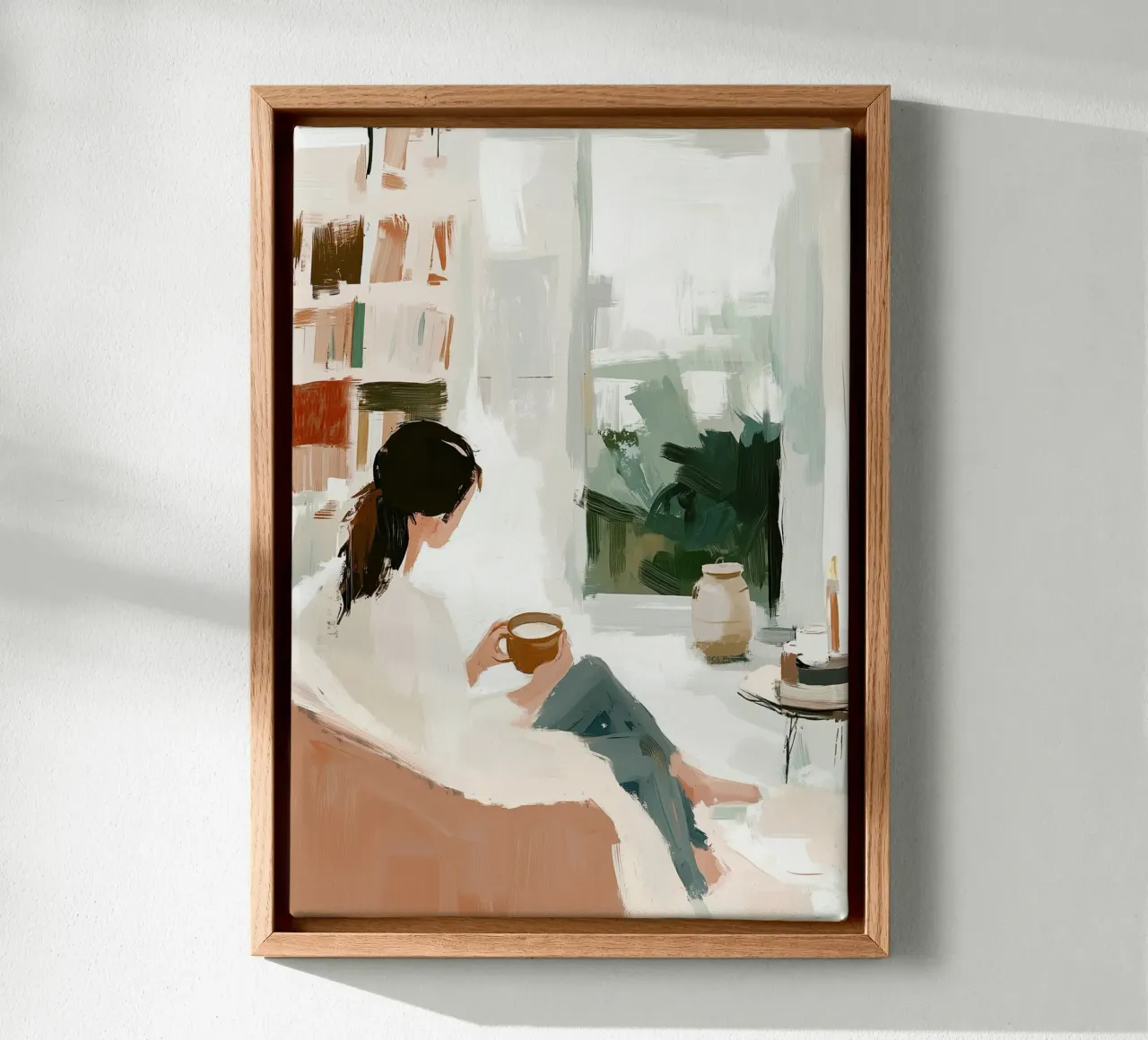 Vue d'une fenêtre douillette | Impasto neutre Impression de l'instant café toile de dawnthesea