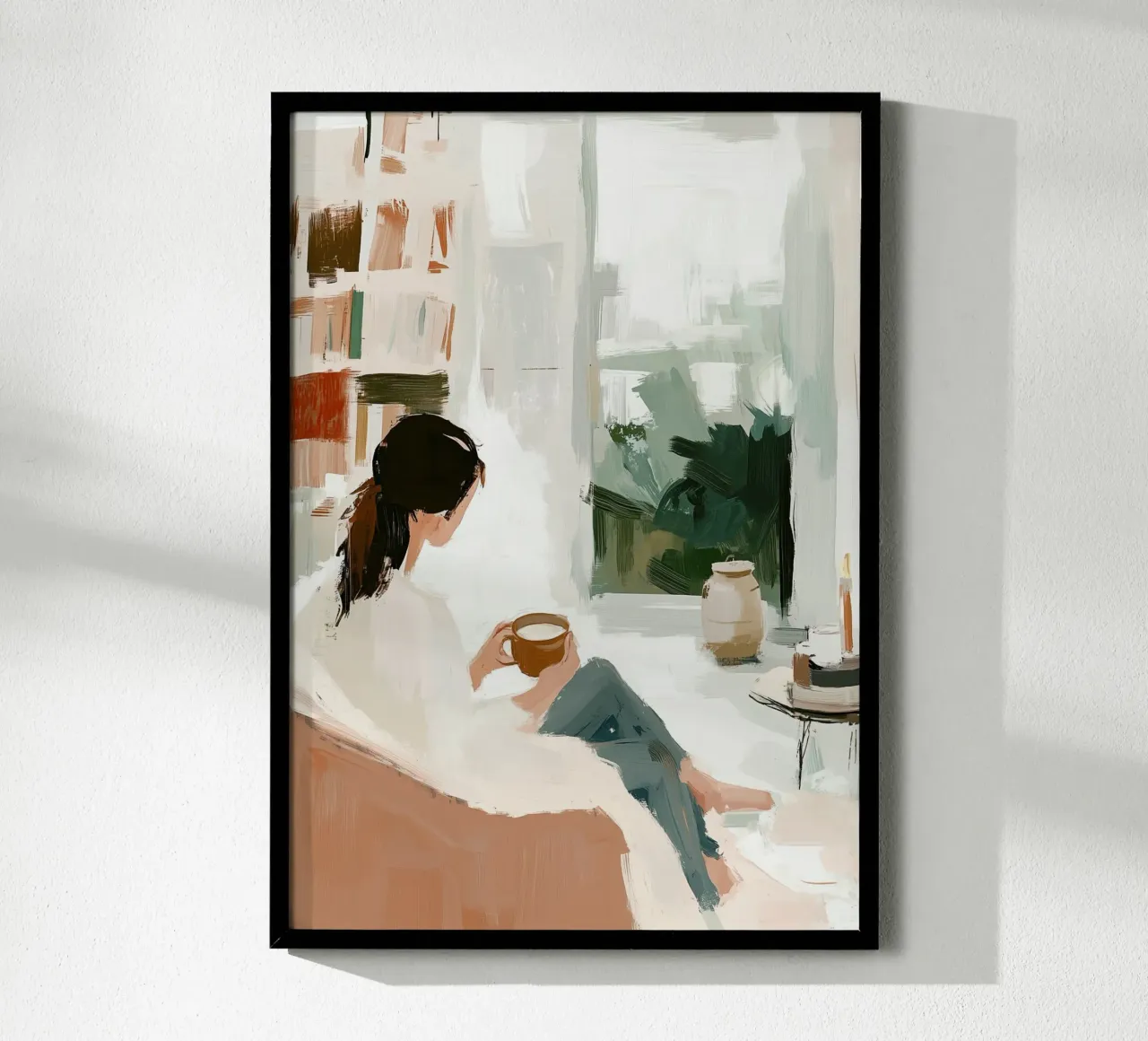 Vue d'une fenêtre douillette | Impasto neutre Impression de l'instant café hahnemühle de dawnthesea