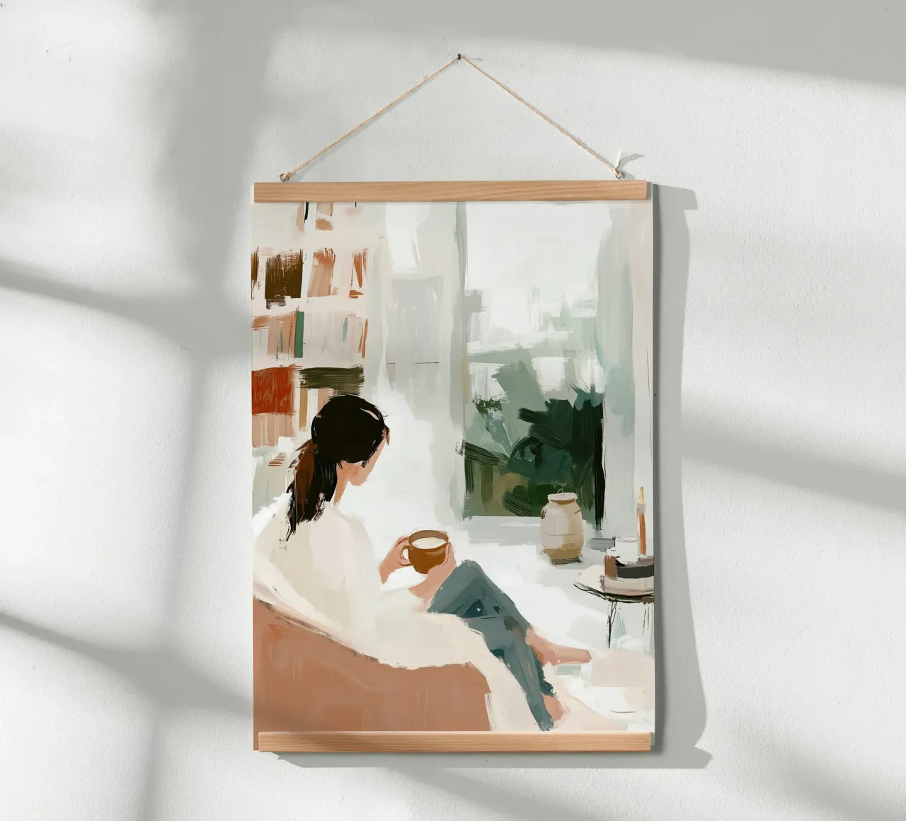 Vue d'une fenêtre douillette | Impasto neutre Impression de l'instant café hahnemühle de dawnthesea