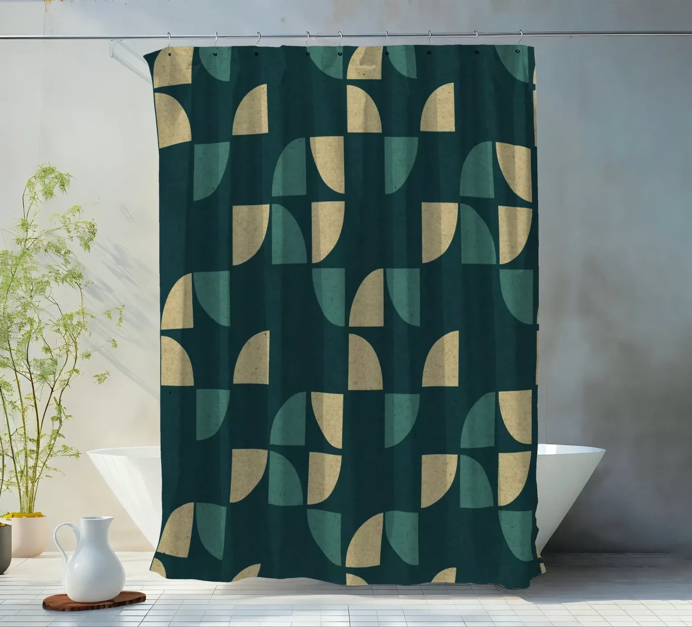 Geometrisches Muster Duschvorhang von Kim Hubball Studio