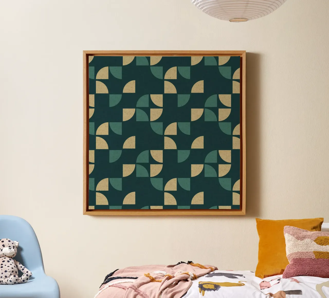 Geometric Pattern canvas with Floater frame by Kim Hubball Studio