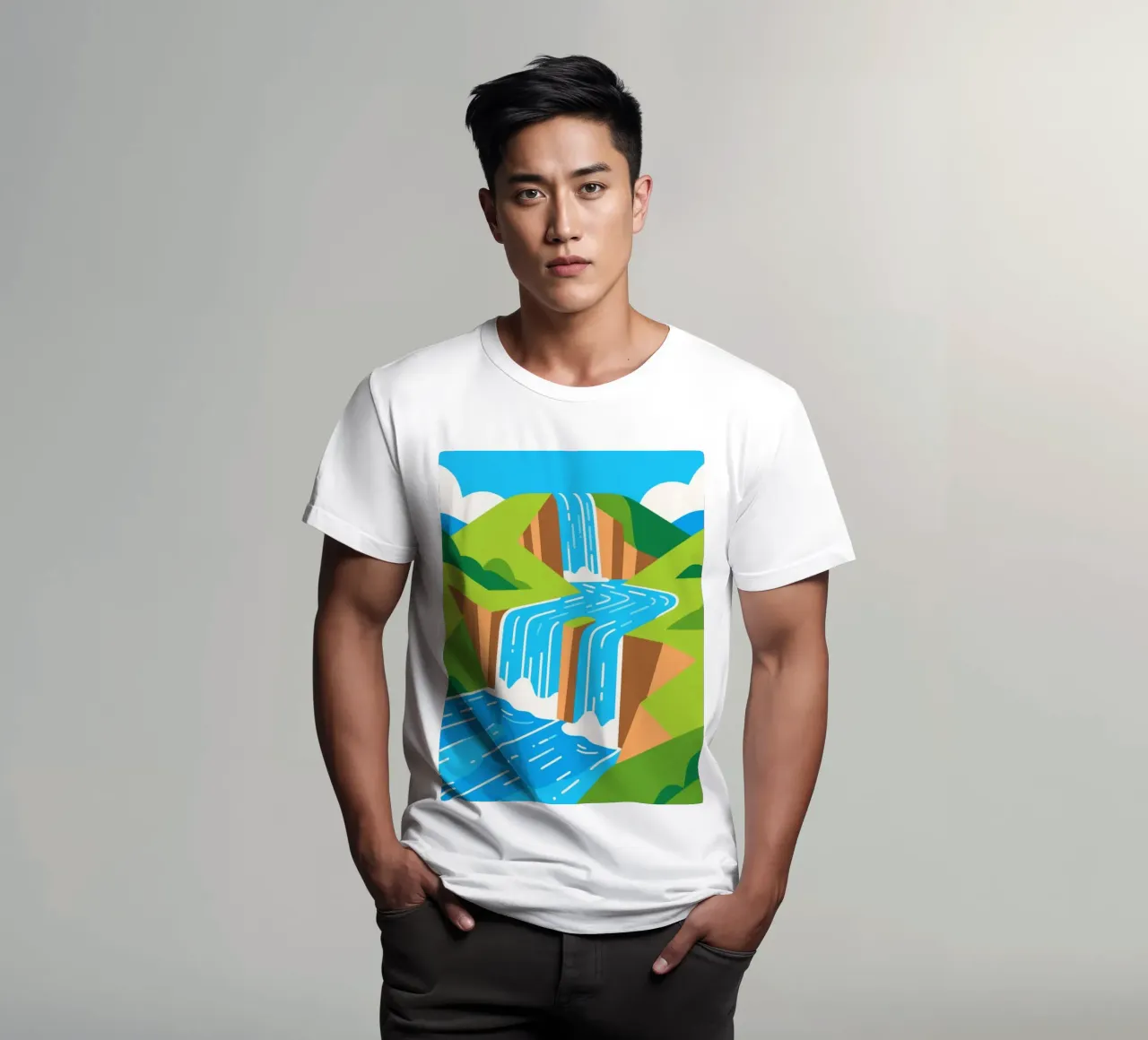 Paesaggio a cascata t-shirt da knowledge