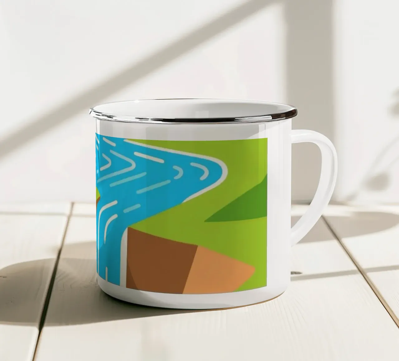 Paesaggio a cascata tazza in smalto da knowledge