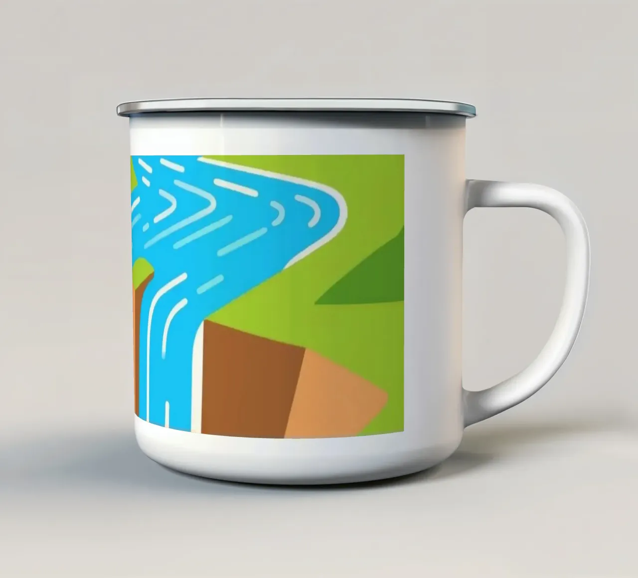 Paesaggio a cascata tazza in smalto da knowledge
