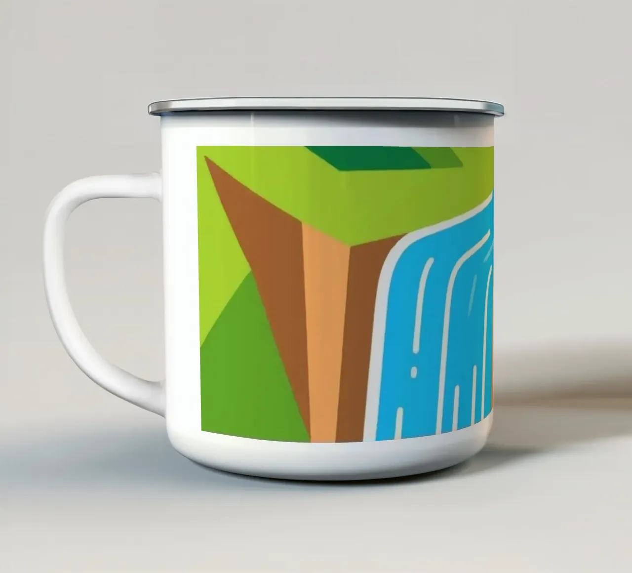 Paesaggio a cascata tazza in smalto da knowledge