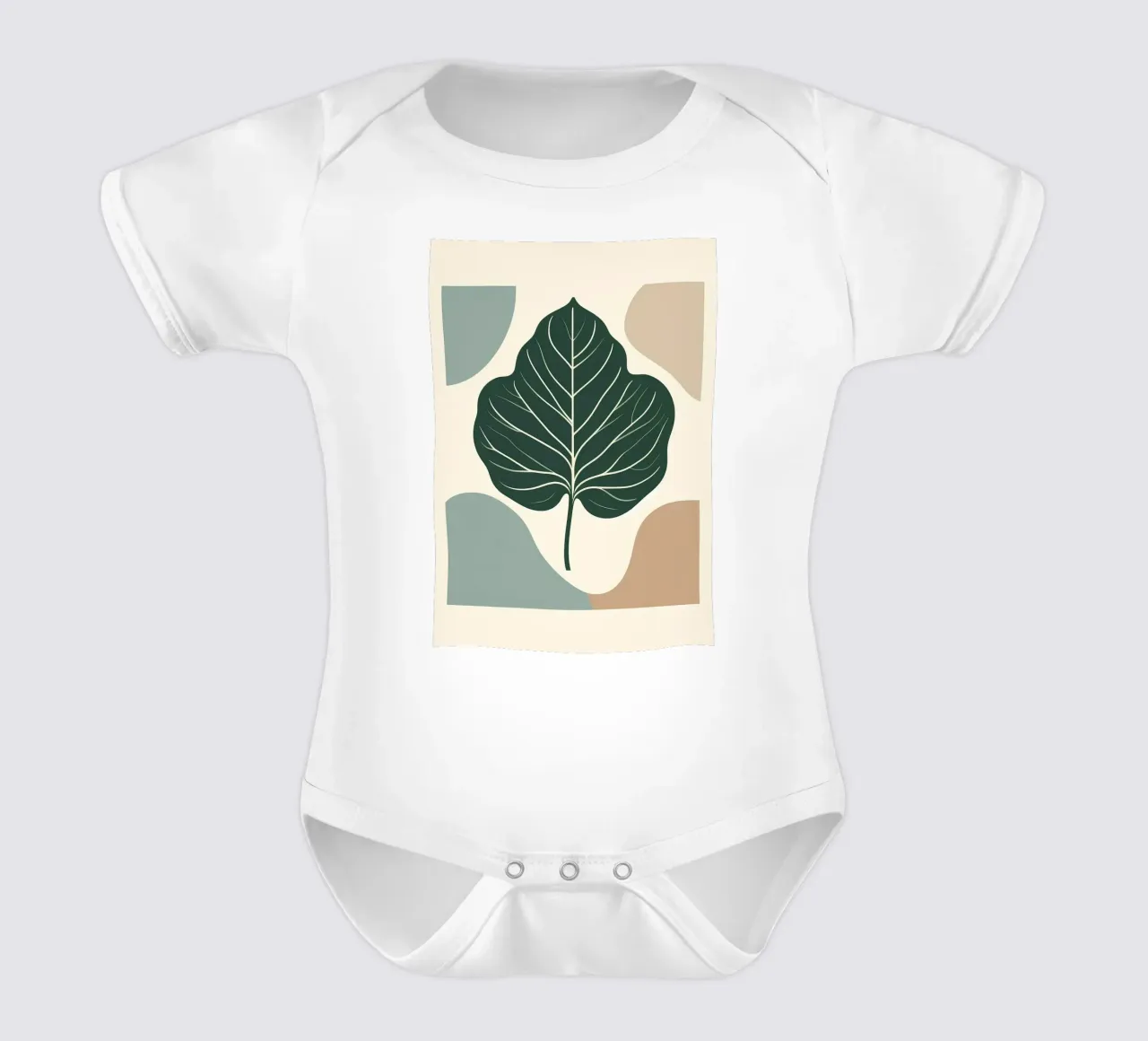 Minimalist illustration of a single fiddle leaf fig short-sleeve baby romper by Bloom And Brush