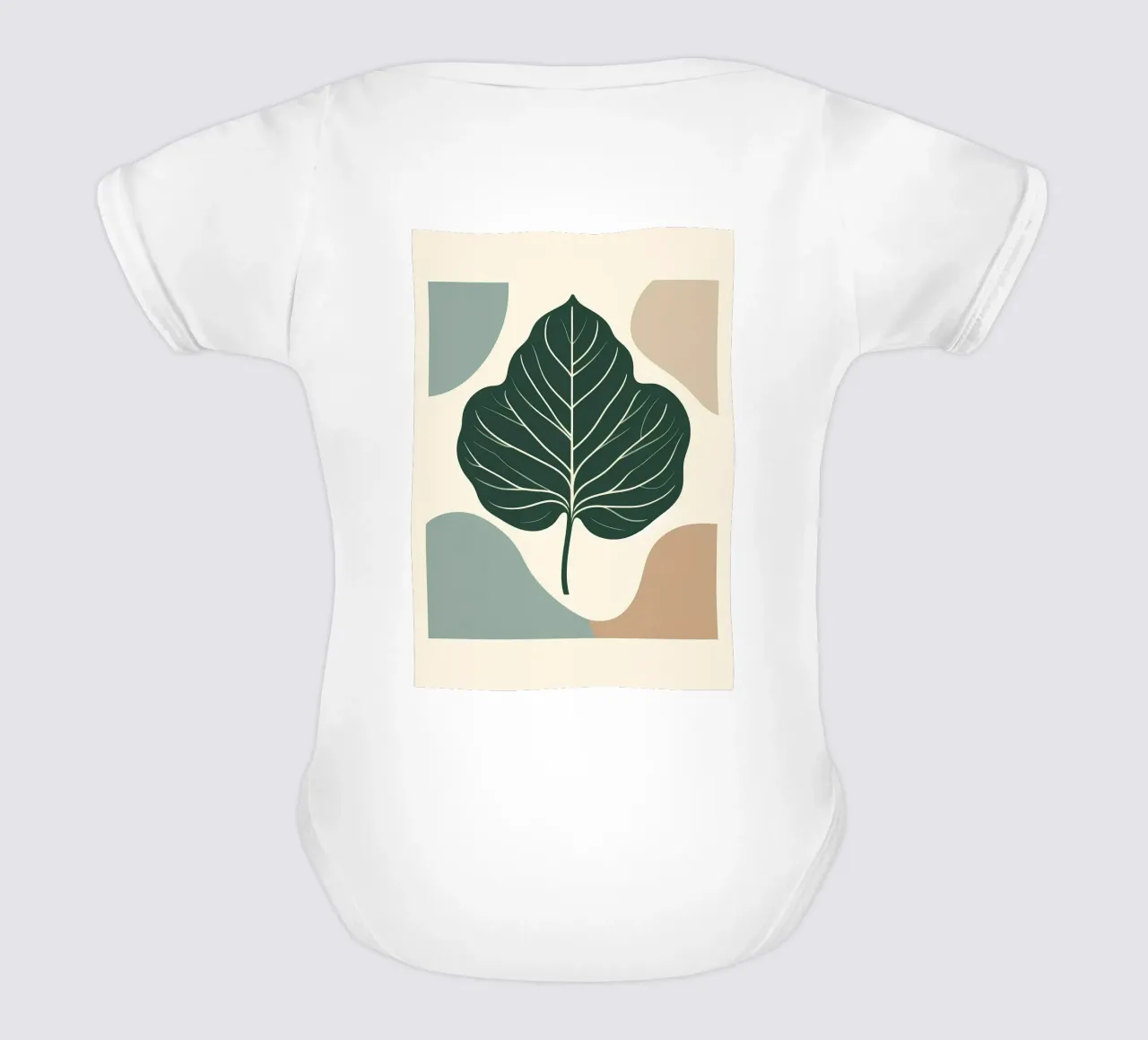 Minimalist illustration of a single fiddle leaf fig short-sleeve baby romper by Bloom And Brush