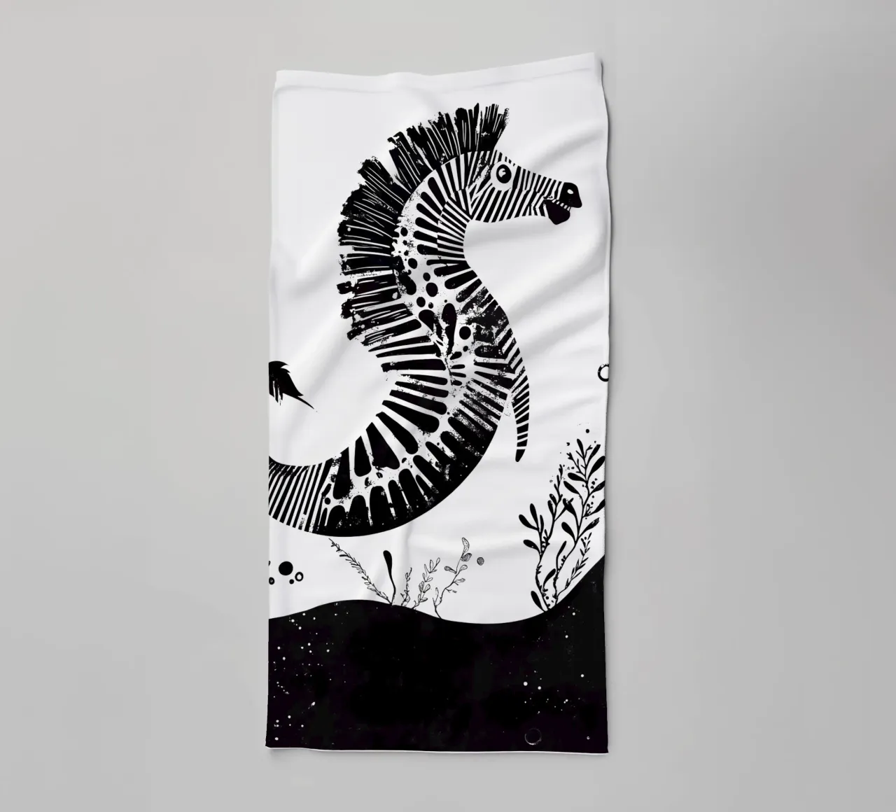 Decoratieve zebra in zwart en wit badhanddoek van Autofocus
