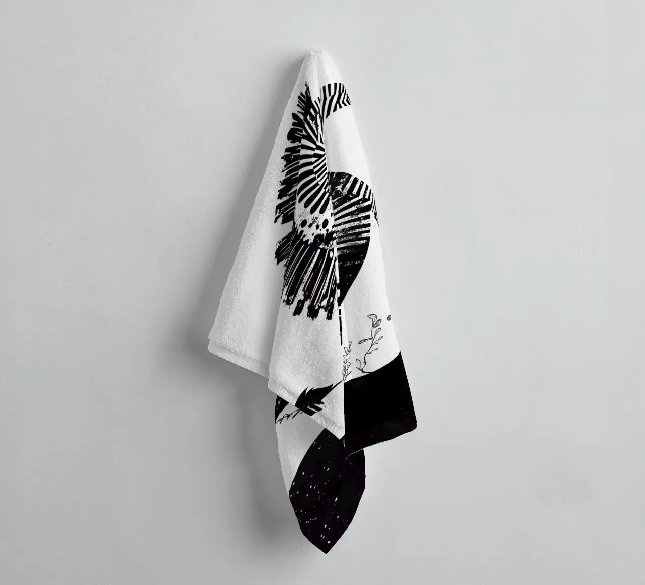 Decoratieve zebra in zwart en wit badhanddoek van Autofocus