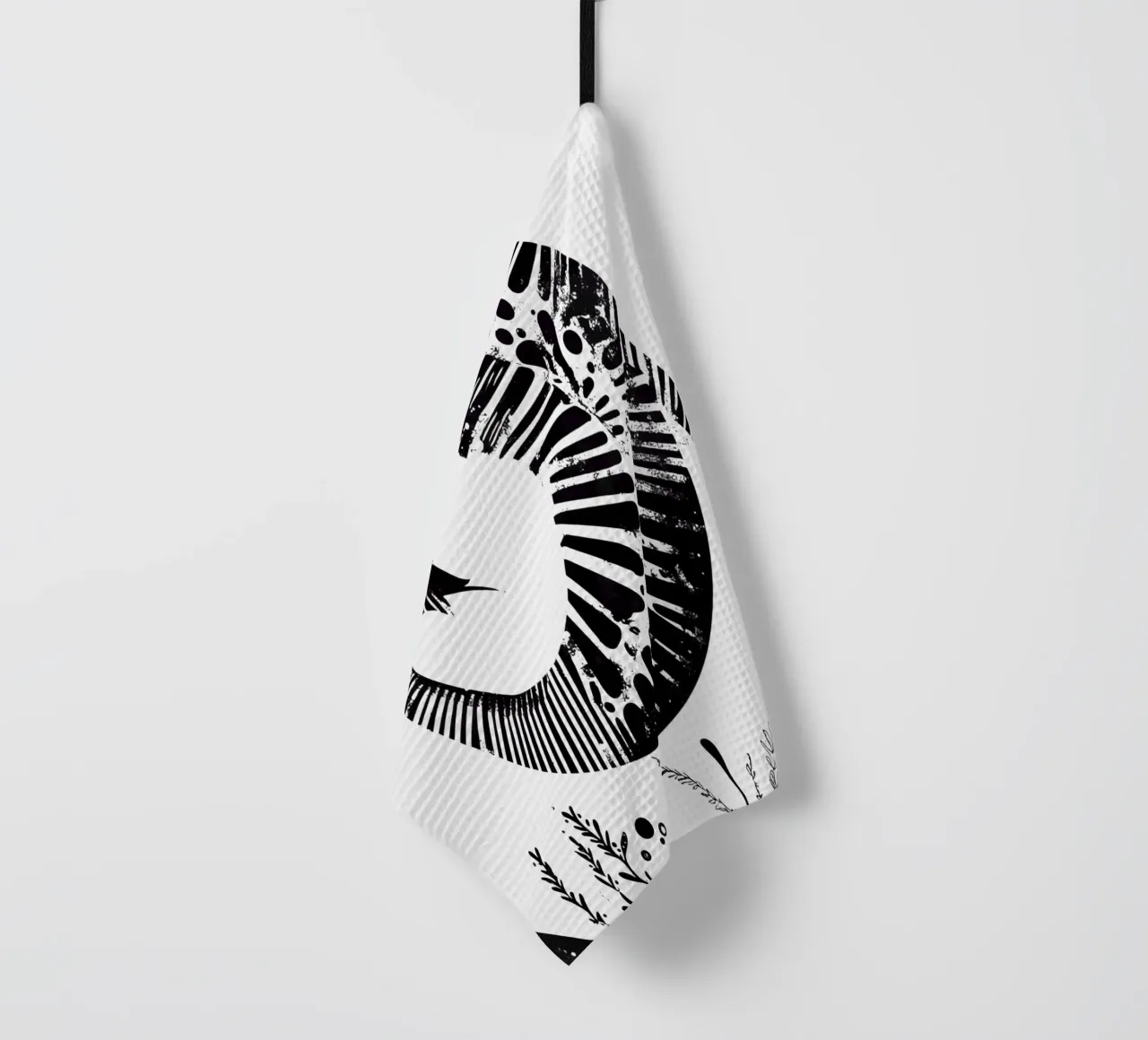 Decoratieve zebra in zwart en wit theedoek van Autofocus
