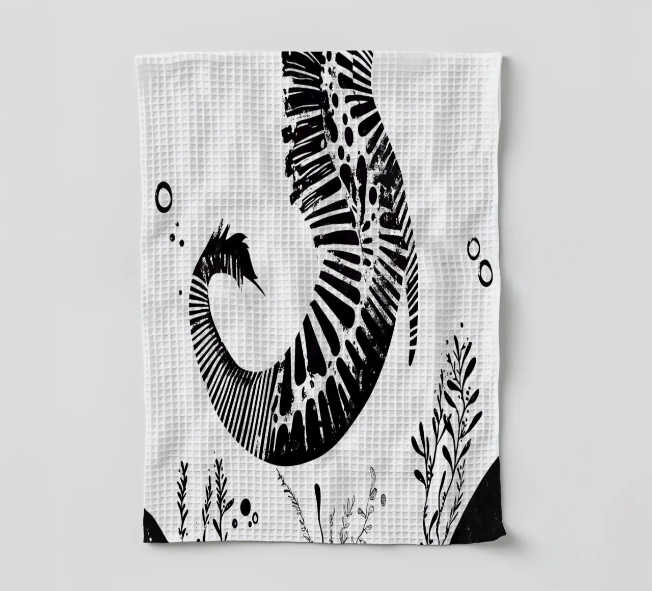 Decoratieve zebra in zwart en wit theedoek van Autofocus
