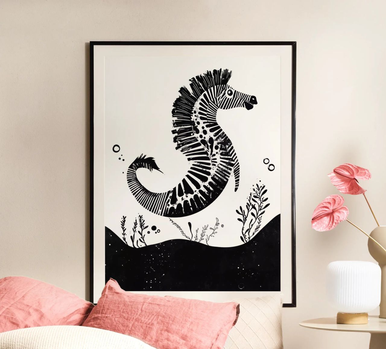 Decorative sea zebra in black and white poster by Autofocus