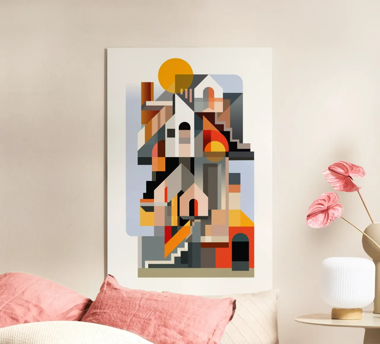 Kubistische gebouwen acryl van ThorBrush