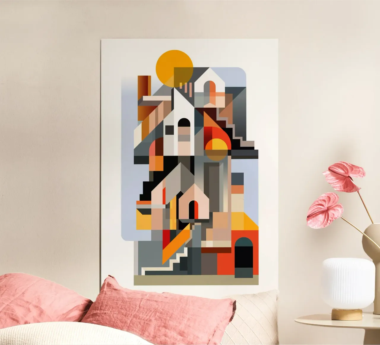 Edifici cubisti poster con telaio in plastica da ThorBrush