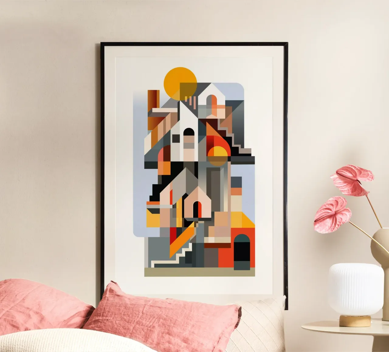 Edifici cubisti poster con telaio in plastica da ThorBrush