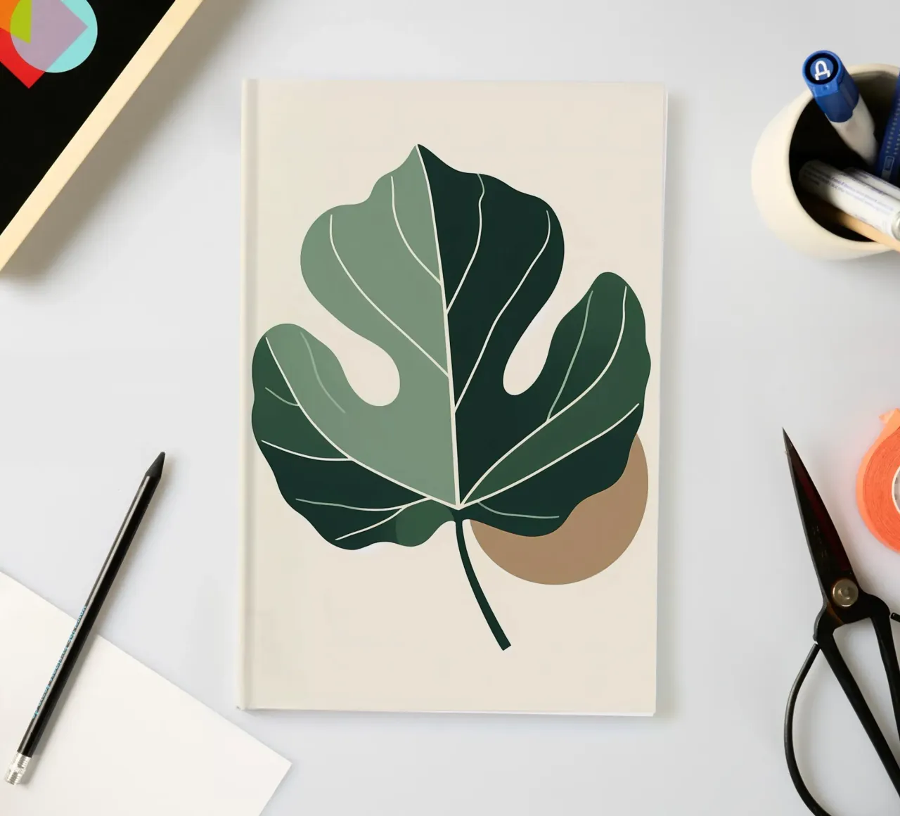 Minimalist illustration of a single fiddle leaf fig notebook by Bloom And Brush
