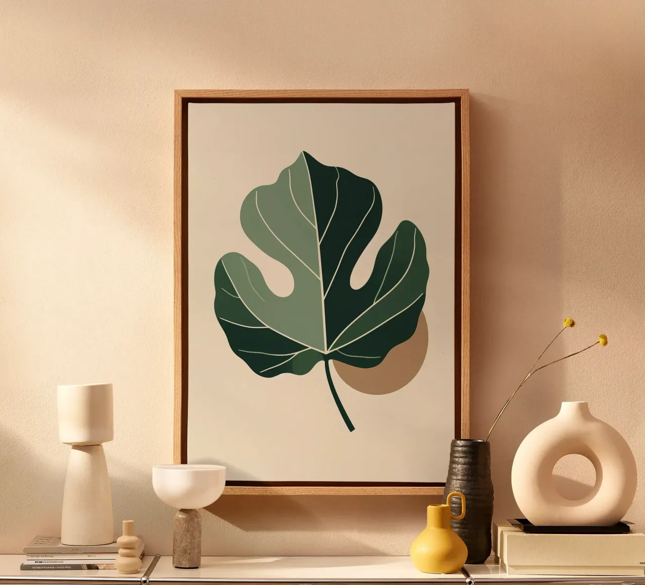Minimalist illustration of a single fiddle leaf fig canvas by Bloom And Brush