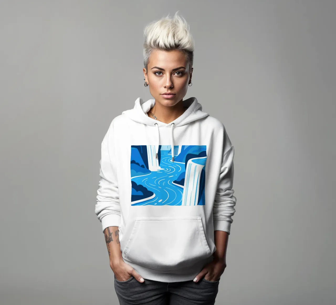 Cascata blu felpa con cappuccio da knowledge