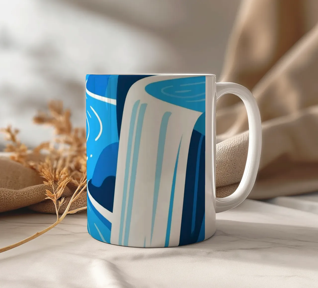 Cascata blu tazza in ceramica da knowledge