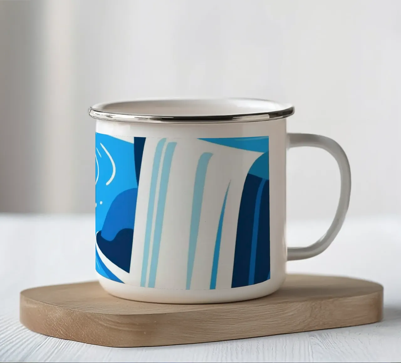 Cascata blu tazza in smalto da knowledge