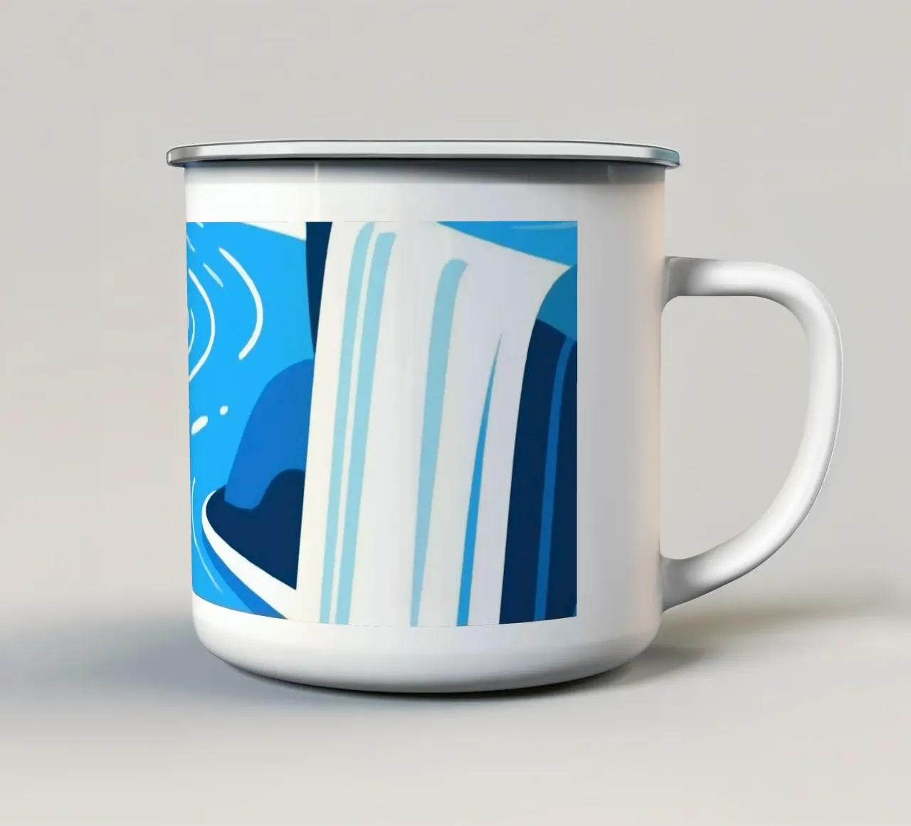Cascata blu tazza in smalto da knowledge
