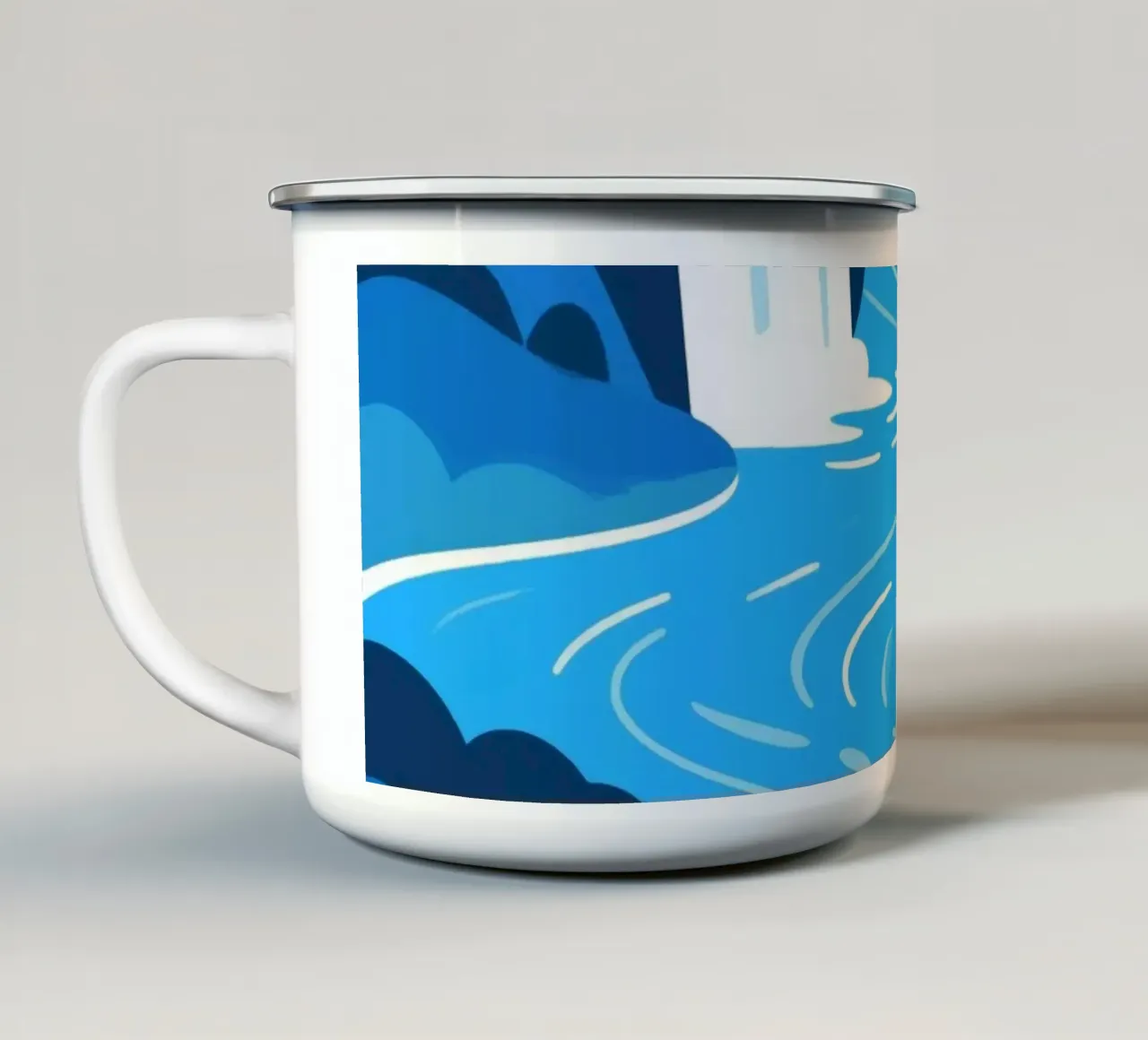 Cascata blu tazza in smalto da knowledge
