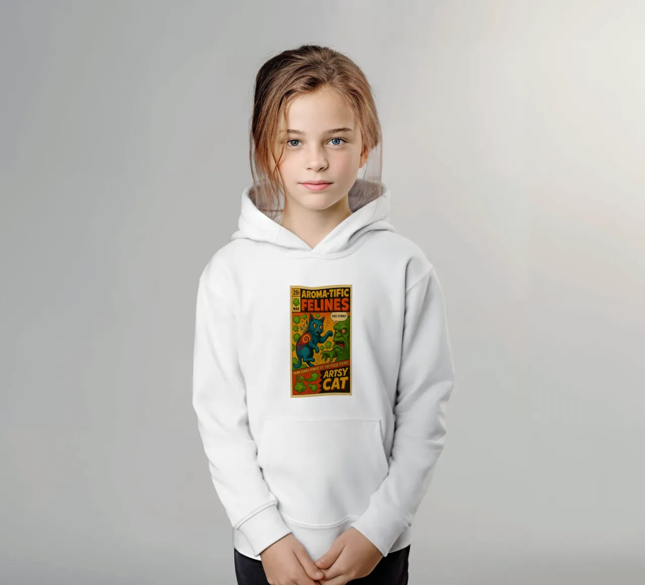ARTSY CAT - Fresh Supes On The Block felpa bambino con cappuccio da Vintage Van Gogh