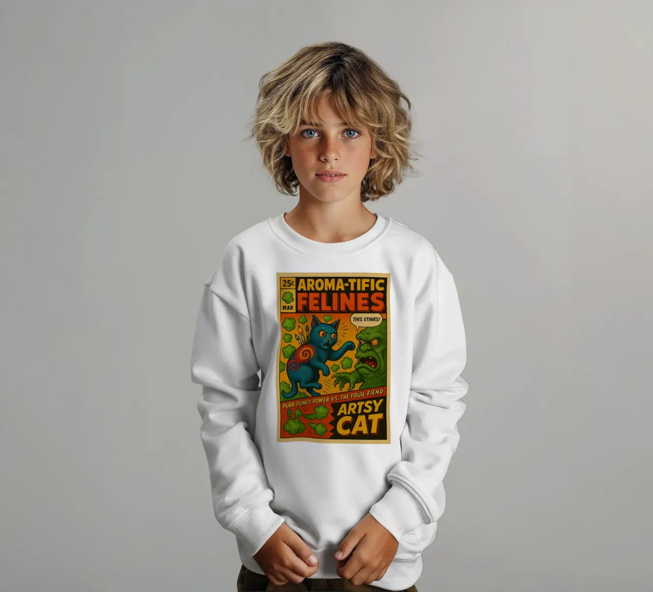 ARTSY CAT - Fresh Supes On The Block felpa bambino da Vintage Van Gogh