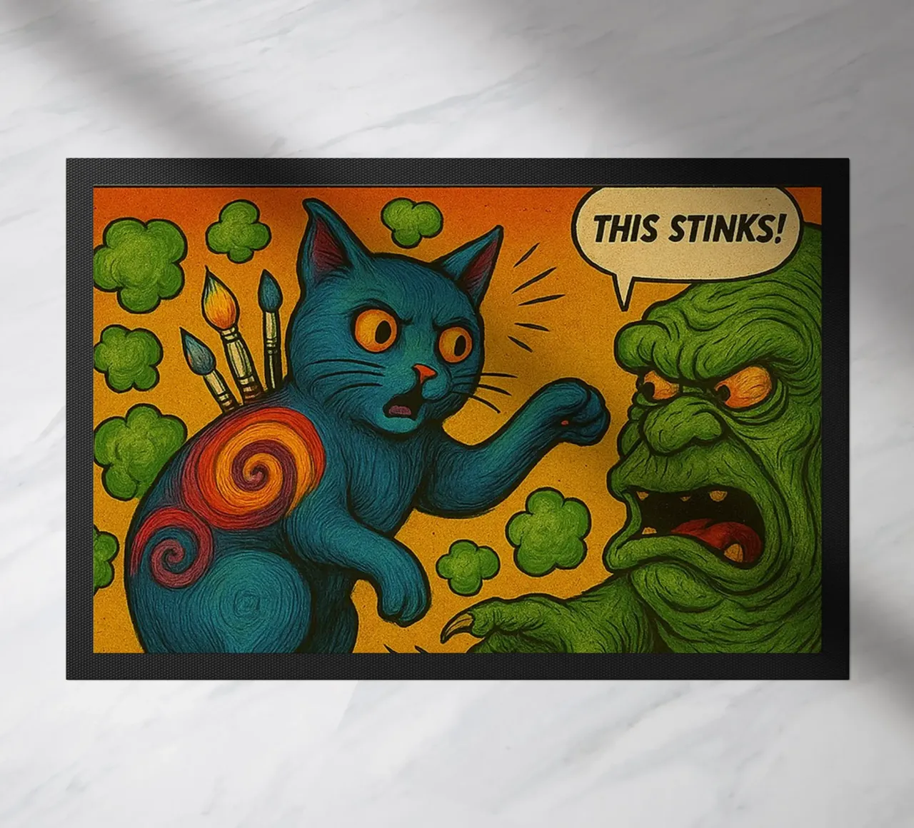 ARTSY CAT - Fresh Supes On The Block felpudo de Vintage Van Gogh