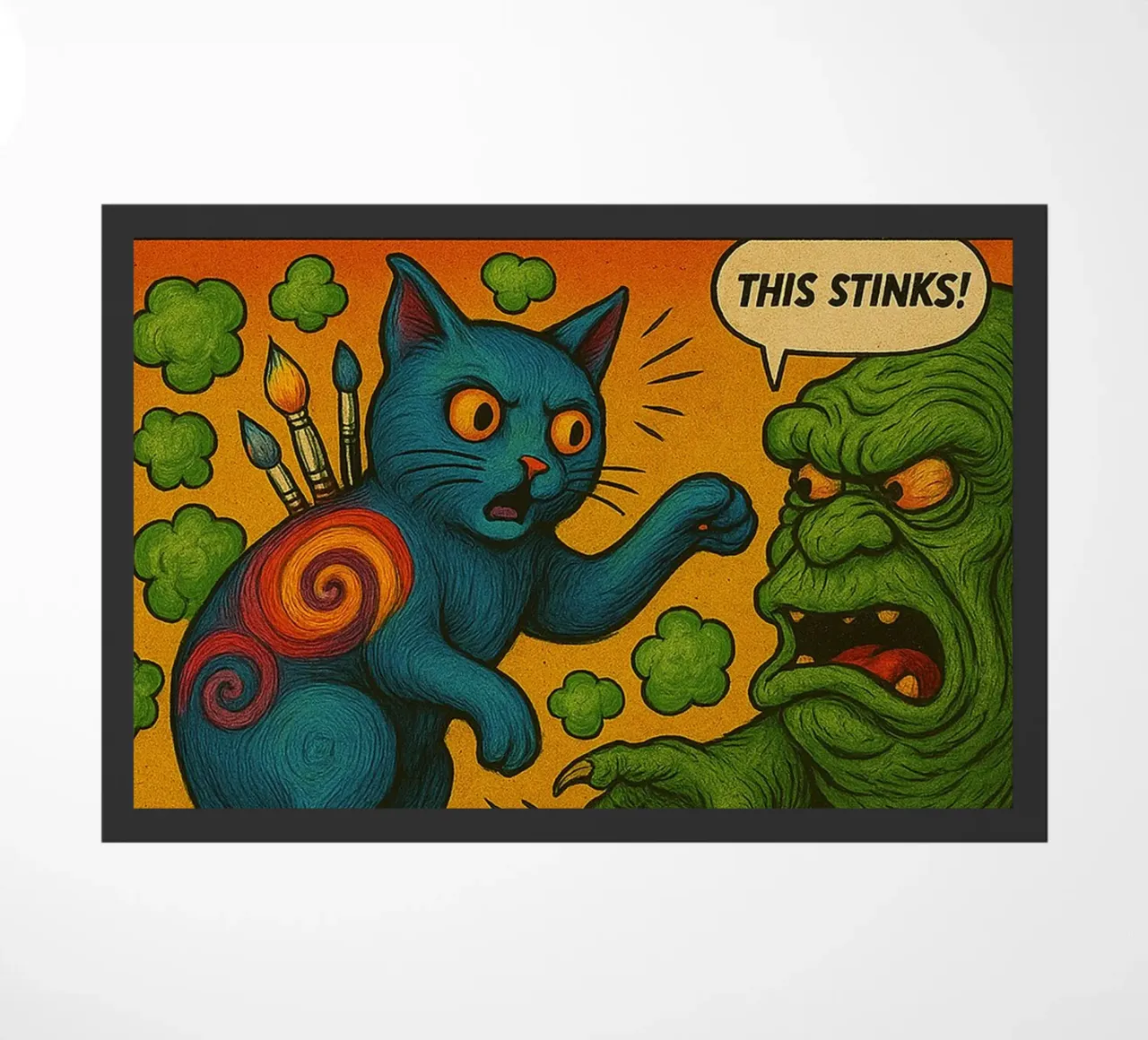 ARTSY CAT - Fresh Supes On The Block felpudo de Vintage Van Gogh