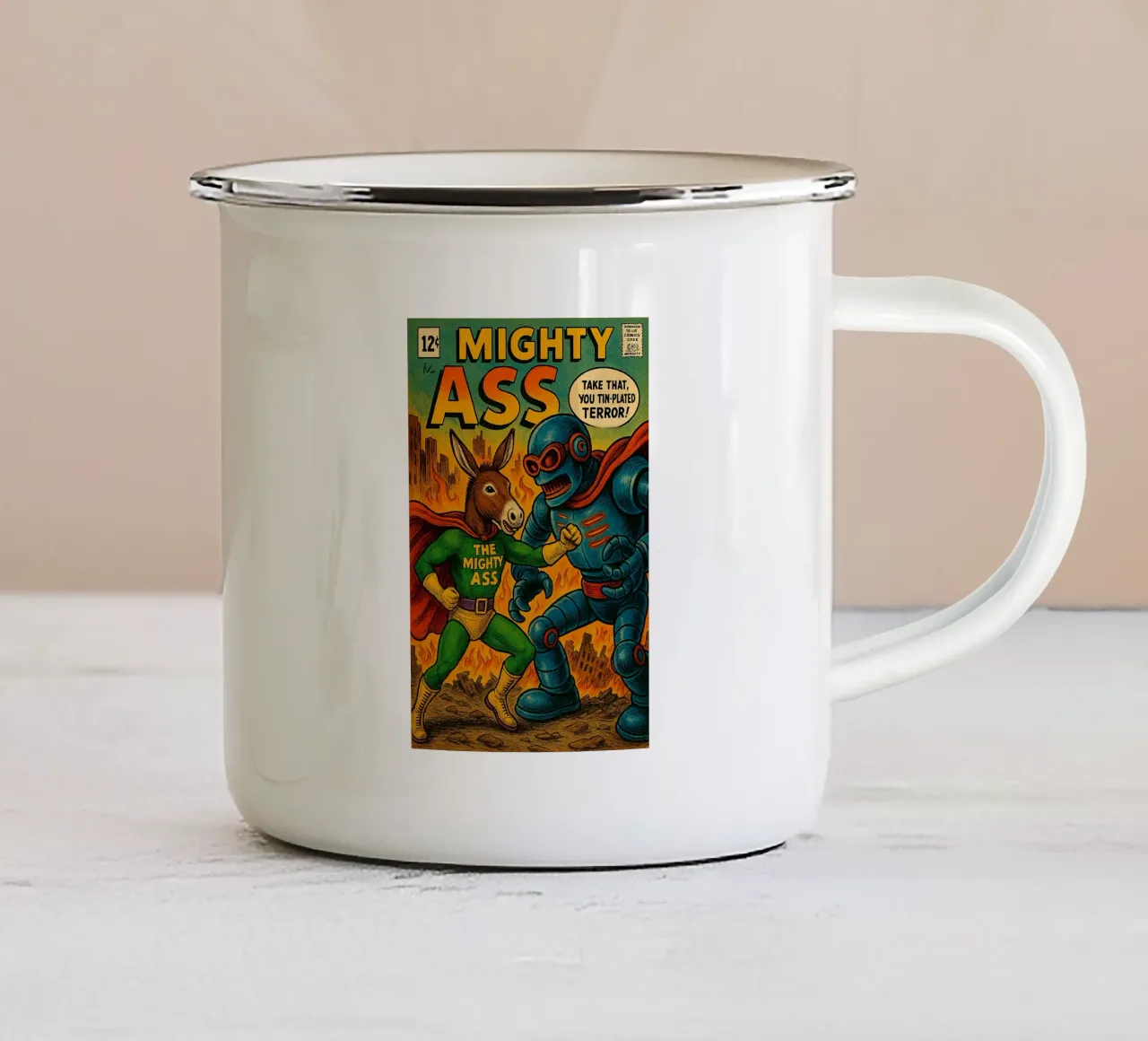 THE MIGHTY ASS - Fresh Supes On The Block tazza in smalto da Vintage Van Gogh