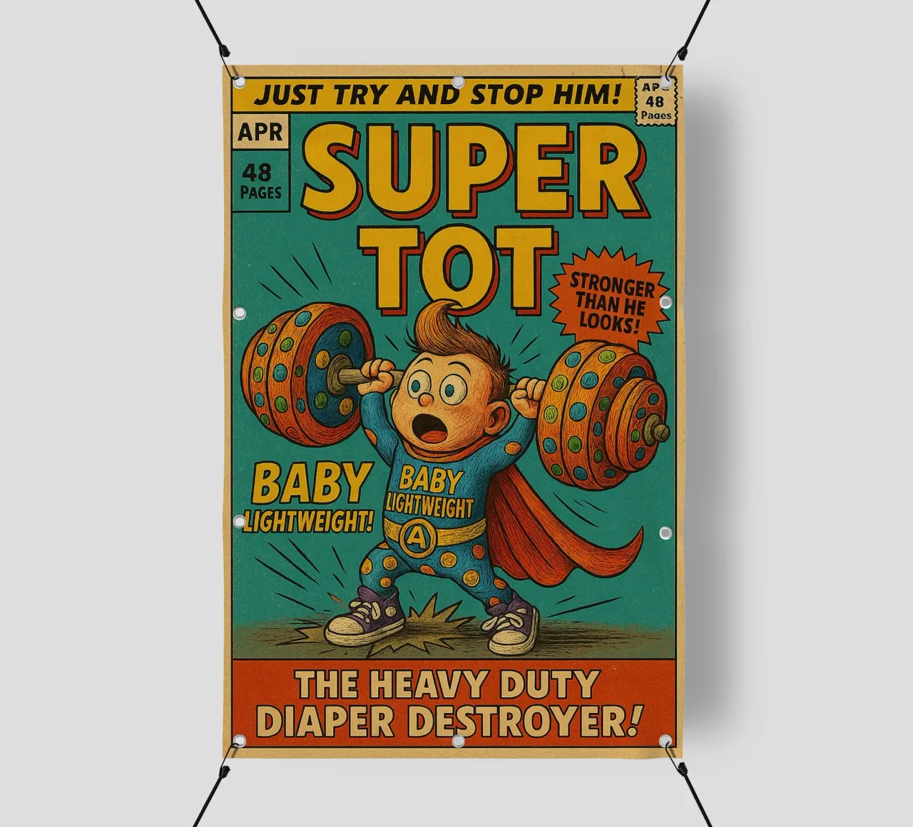 BABY LIGHTWEIGHT SUPER TOT - Fresh Supes On The Block telo in pvc da Vintage Van Gogh