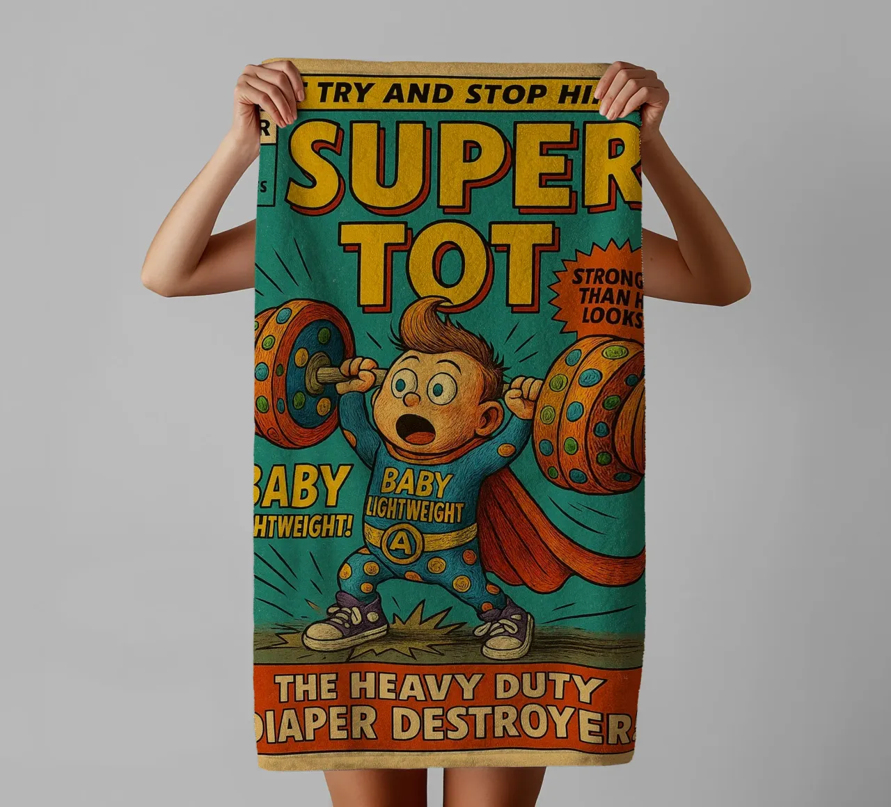 BABY LIGHTWEIGHT SUPER TOT - Fresh Supes On The Block asciugamano da bagno da Vintage Van Gogh